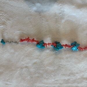 Turquoise and Coral Beaded Bracelet